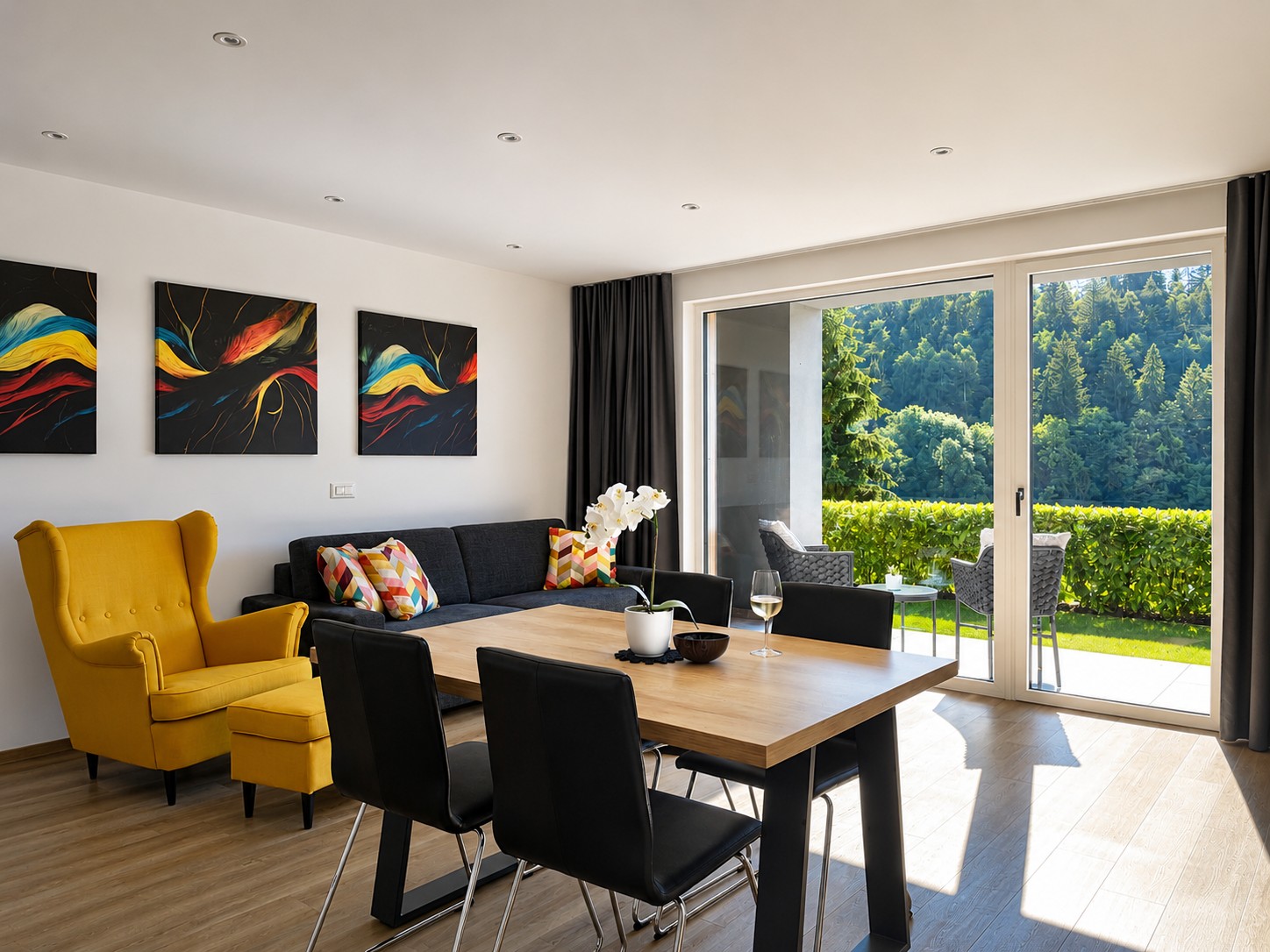 Superior lake and mountain view apartment interior