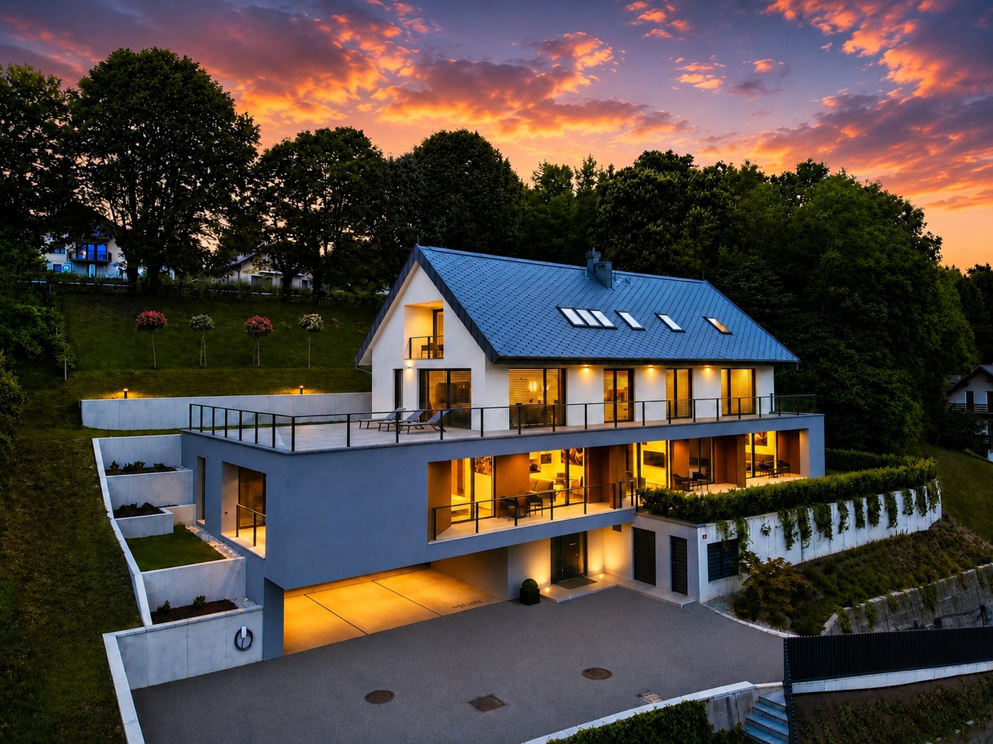 Vila Katarina in the peaceful Mala Zaka area at dusk